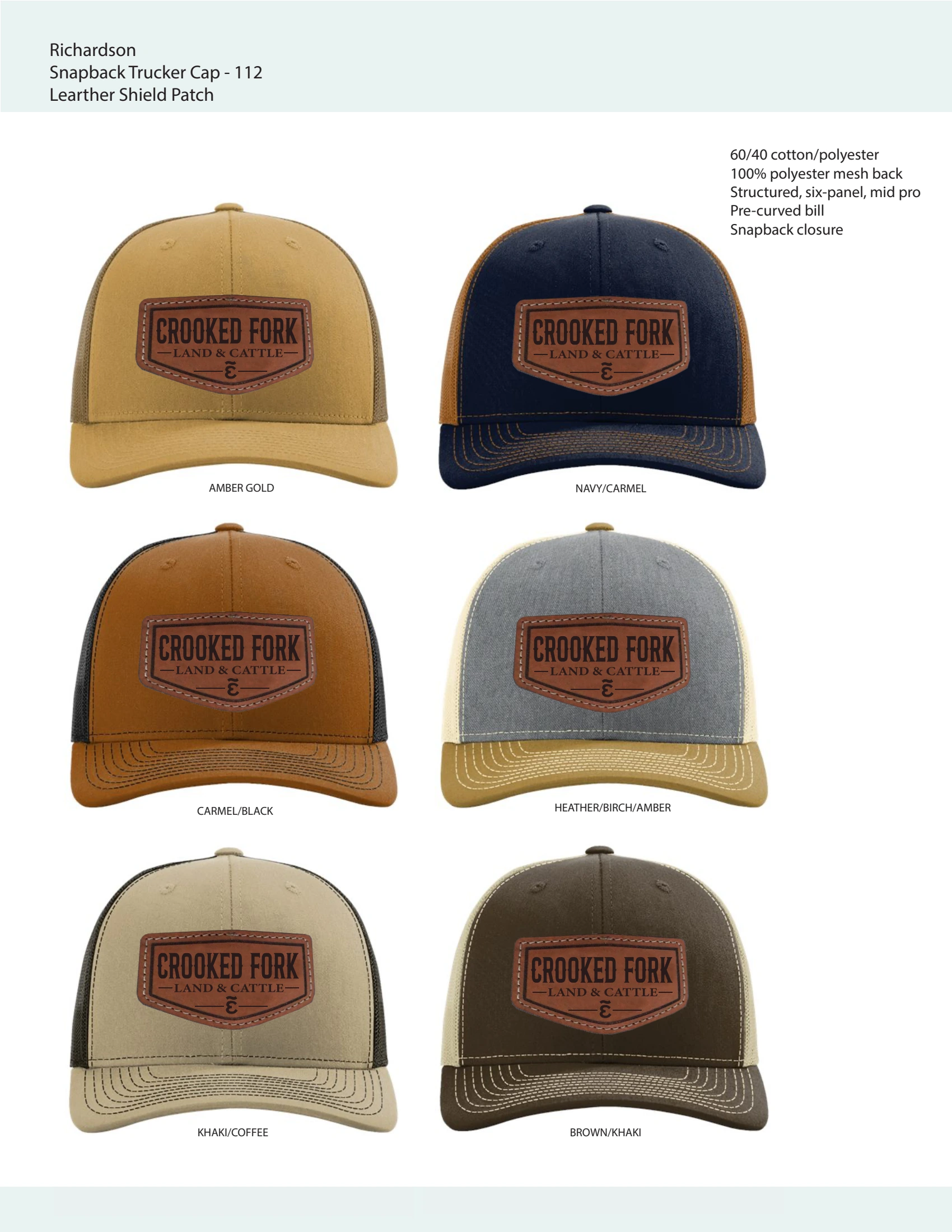 Crooked Fork leather-patch caps